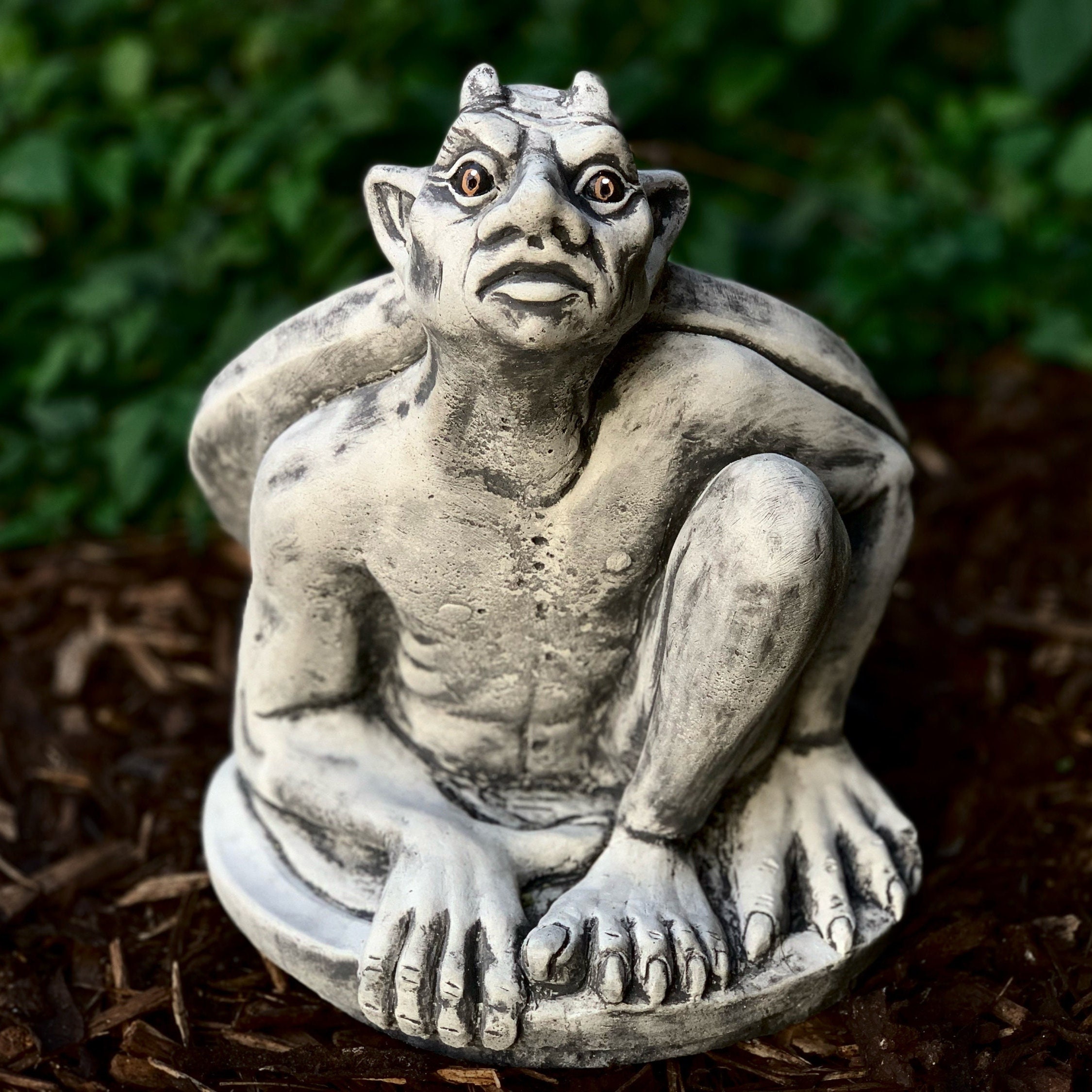 Large Guardian Gargoyle Sculpture Cement Gatekeeper Ornament Etsy