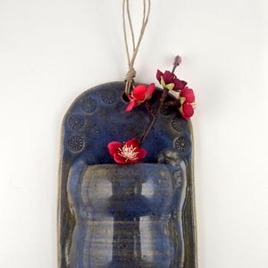Handmade Dark Blue Ceramic Wall Vase