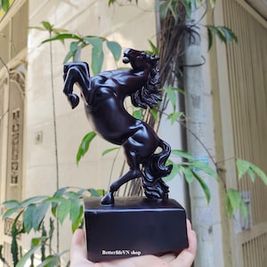 Solid Black Wooden Horse, Sculpture of Horse, Strong horse Handcrafted horse
