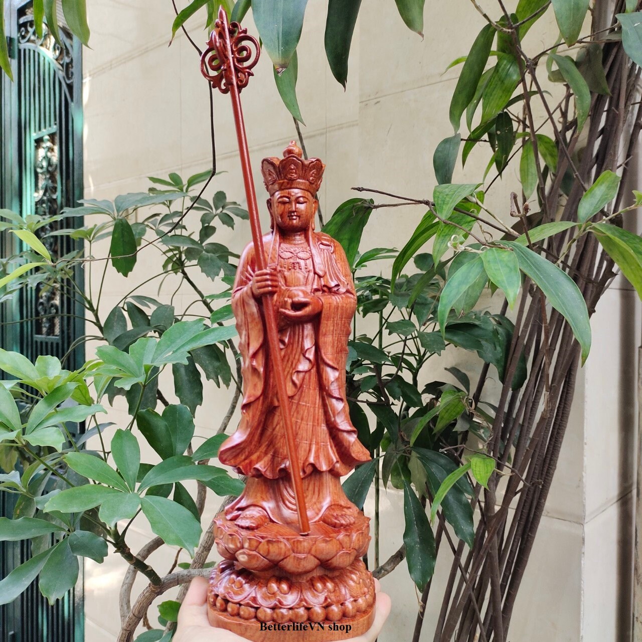 パダウク 木製地蔵菩薩仏像 (11.8インチ) - Etsy 日本