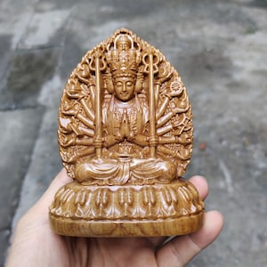 Thousand Hands Guan Yin Statue, Feng Shui Car Home Decor (4.7"H)