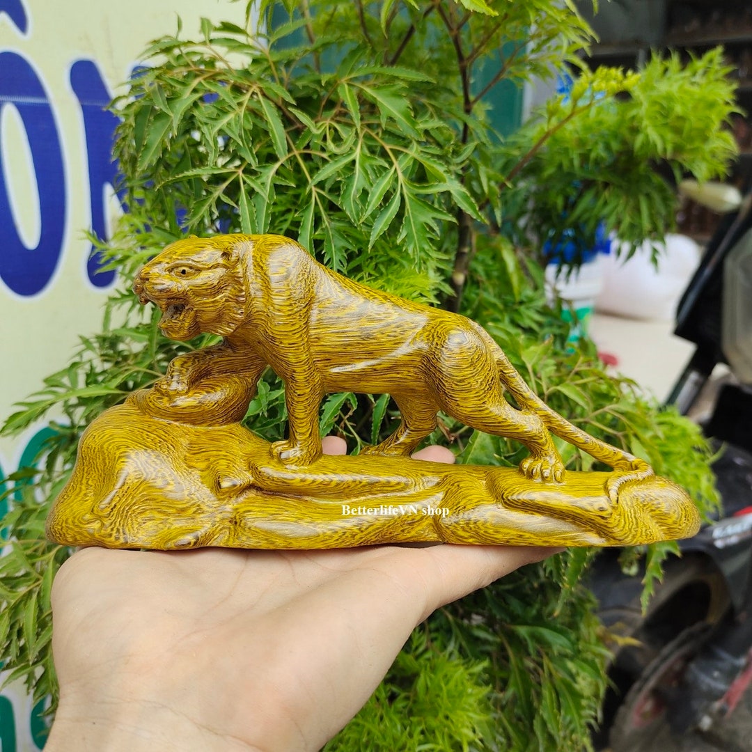 Wooden Tiger Statue Feng Shui Tiger Statue Handcrafted Etsy