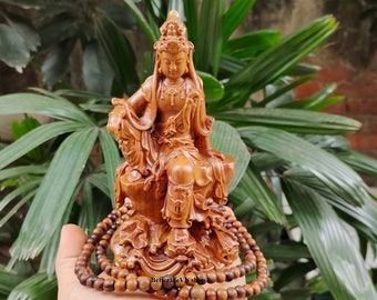 Handcrafted Guanyin Buddha, Wooden Statue of Guan Yin, Sculpture of Guan Yin Statue, Buddha Statue Altar, Car Decor, Home decor, Gift