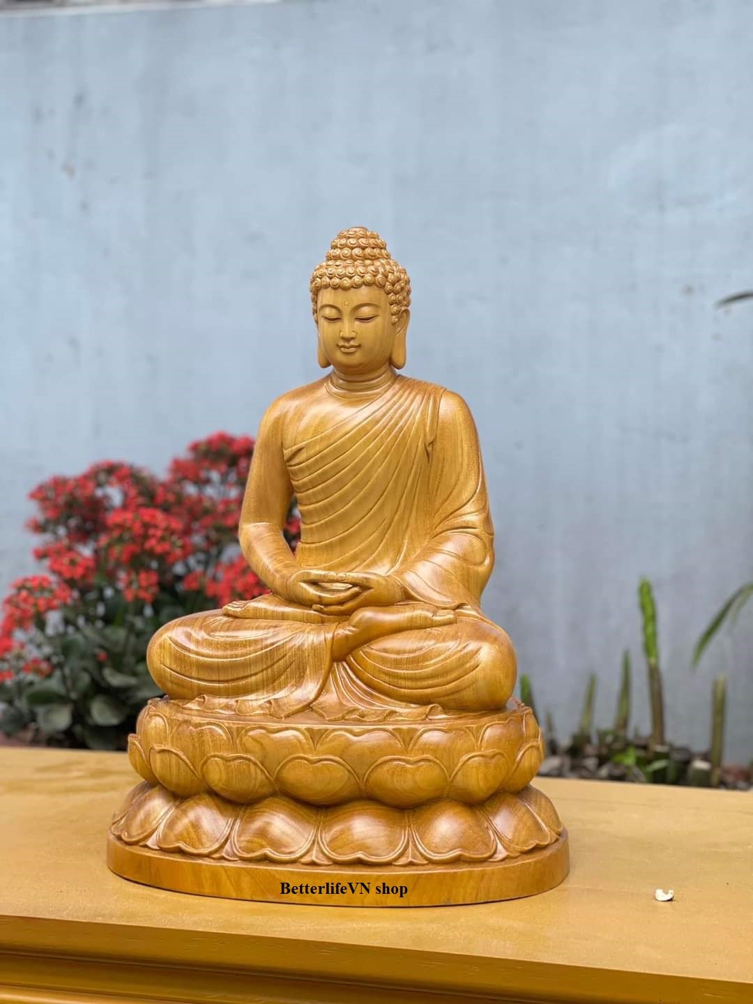Handcrafted Doussie Wood Buddha Statue on Lotus Pedestal - Etsy