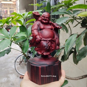 The laughing Buddha (7.8”H), Wooden Chinese Buddha, Maitreya Buddha, Feng shui statue, The Happy Buddha, Buddha, the Big Belly Buddha