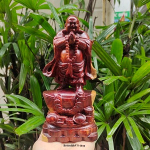 Der lachende Buddha (20 cm), chinesischer Holzbuddha, Maitreya Buddha, glücklicher Buddha, Buddha, Hotei, Budai, Pu tai, der große Bauchbuddha