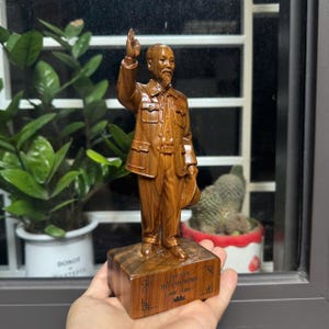 7.8" Wooden Ho Chi Minh President Statue, handcrafted Uncle Ho