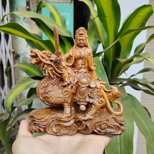 Manjushri – Manjusri Bodhisattva Statue, Wooden Bodhisattva of Great Wisdom, Feng Shui Statue, Sculpture, Figurine