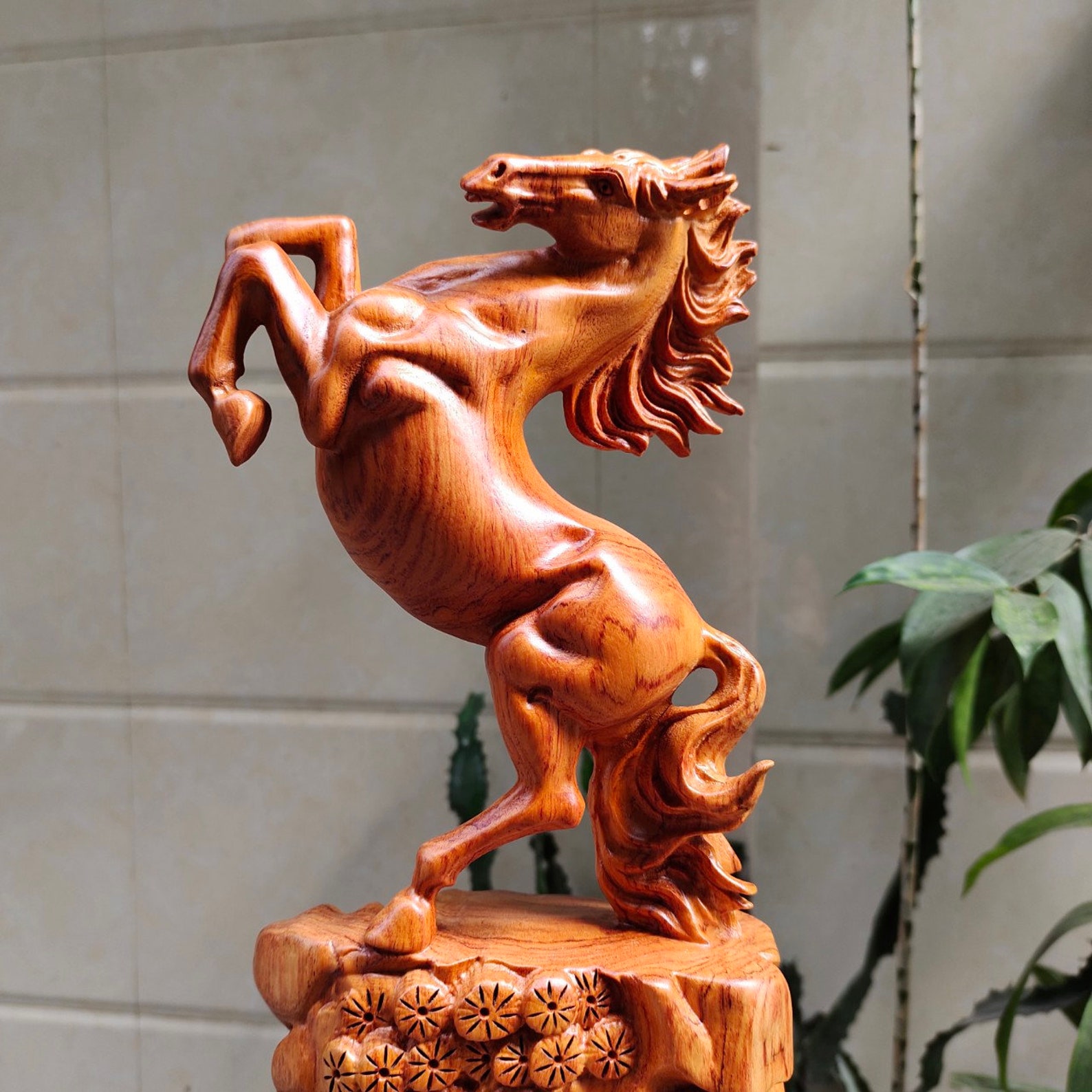 Solid Wooden Horse Feng Shui Sculpture of Horse Animal Etsy