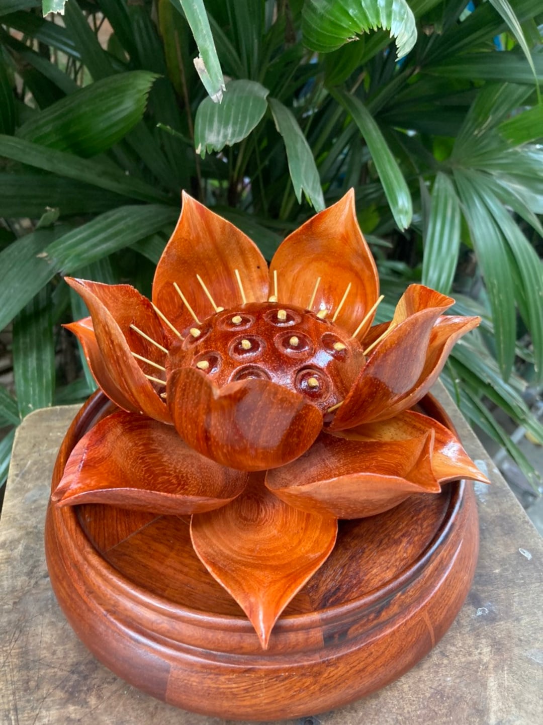 【Lotusさま専用】Pingo de Mel, Sao Luis 挿木苗 Handcrafted Padauk Wooden Lotus Flower: Vietnamese Decor - Etsy