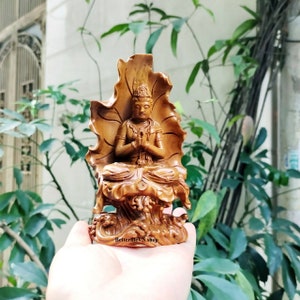 Wooden Quan Yin statue, Guan Yin Buddha, Feng shui statue, small size Buddha