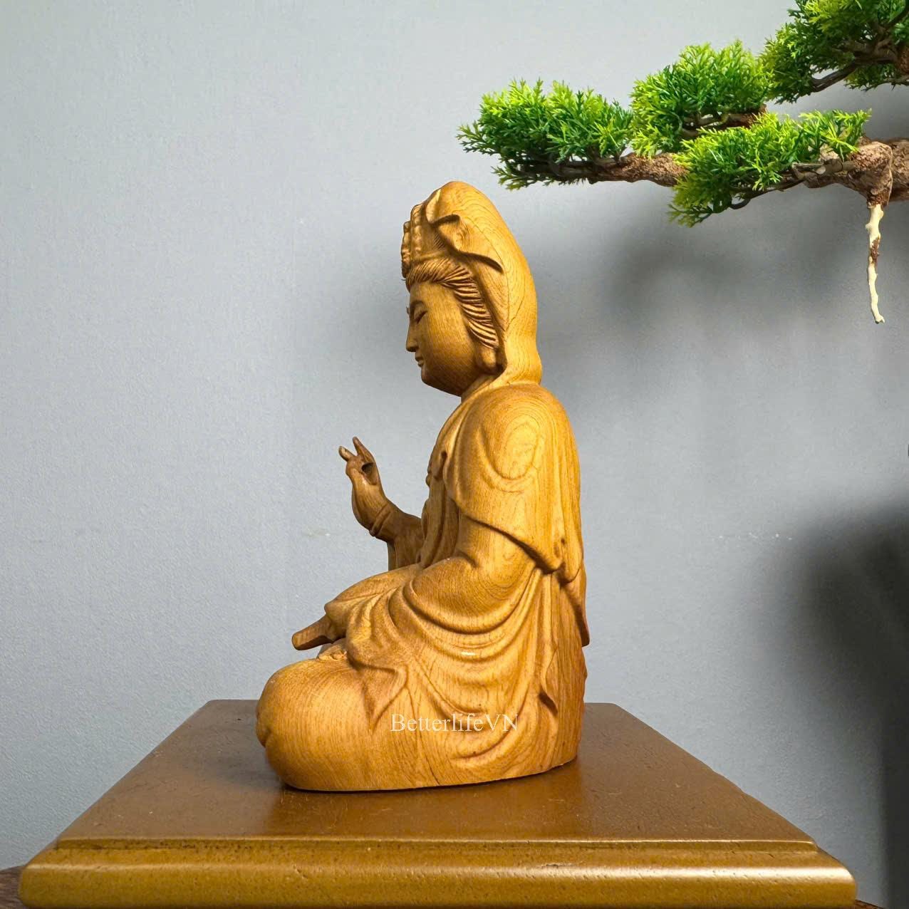 手彫り木製千手観音像、ヒノキ菩薩像、観音菩薩像、家庭用祭壇装飾