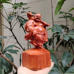 Der lachende Buddha, Holzbuddha, Maitreya Buddha, Feng Shui Statue, The Happy Buddha, Buddha, Hotei, Budai, Pu tai, der Big Belly Buddha