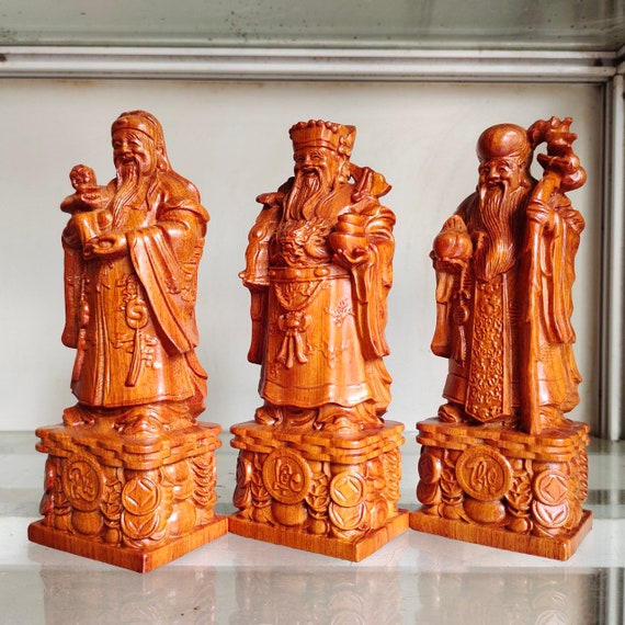 木製福禄寿像 三福神（7.8インチ） - Etsy 日本