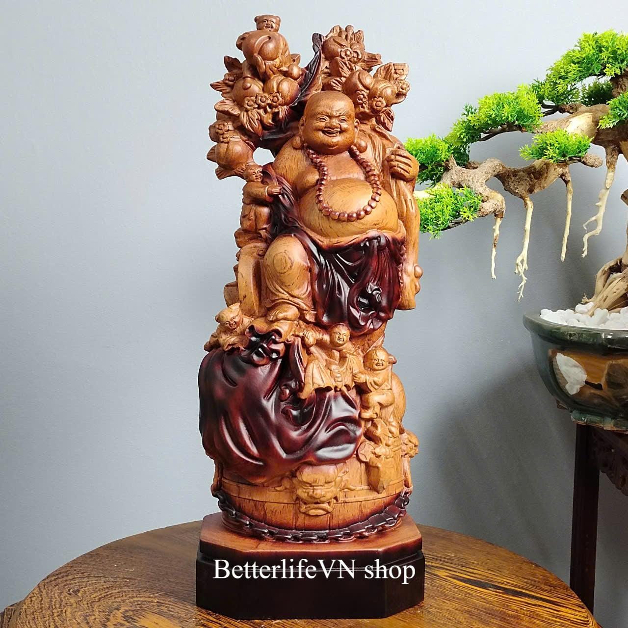 ふ*き様 木製仏像 極上品 木彫仏像 切金 布袋様 七福神 細工精彫 置物 仏教工芸品 彫刻