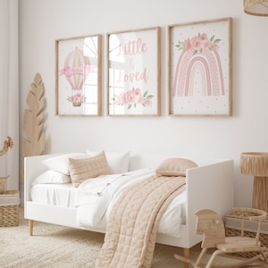 Impresiones personalizadas de la guardería de las niñas - Conjunto de 3 impresiones- Impresiones de la habitación de las niñas - Impresiones de la sala de juegos - Decoración de la guardería-Arte de la guardería - Arte colorido de la guardería
