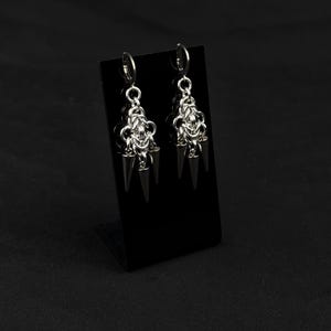 Spiked Byzantine Chainmail Earrings, Aluminum Jump Rings, Stainless Steel Loop and Spikes