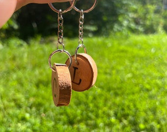 Hand wood burned letter keychain