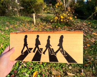 De Beatle's Abbey Road Wood Burned Wall Decor