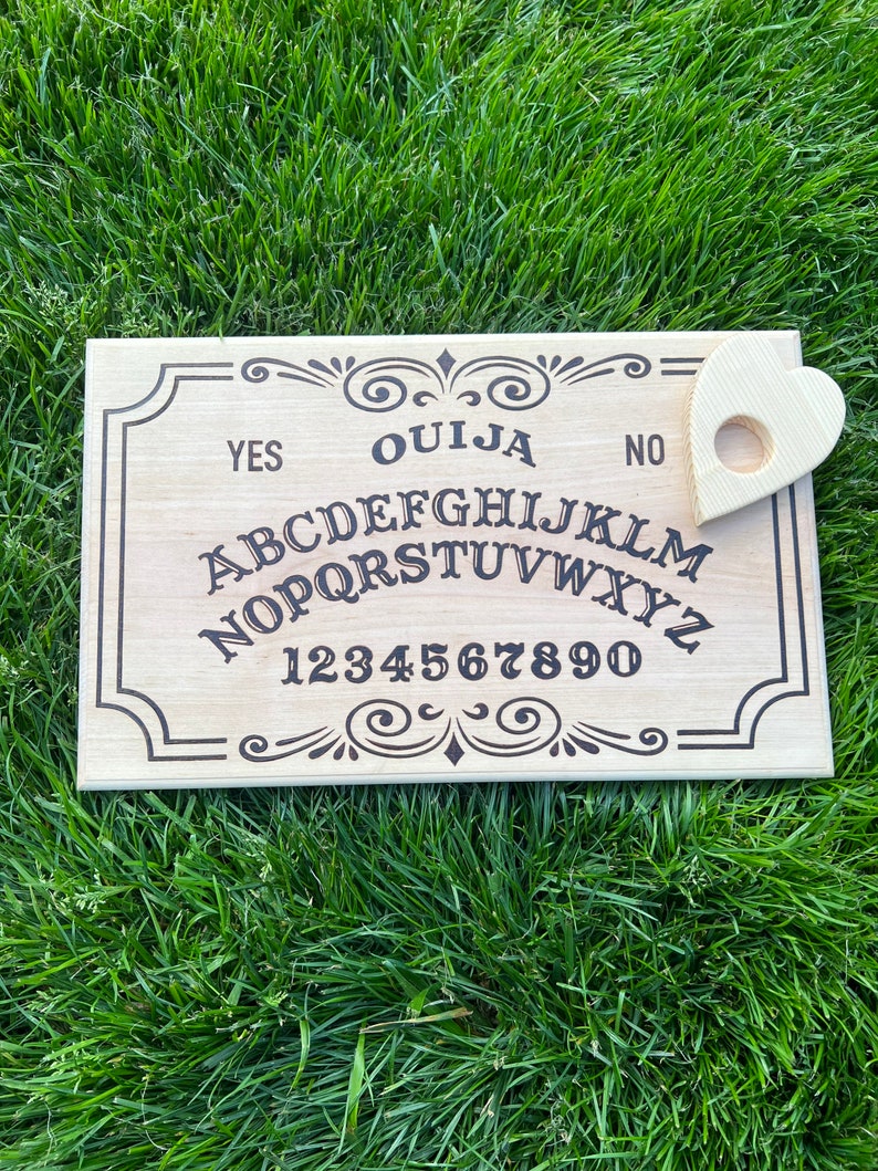 Hand Wood Burned Ouija Board With Planchet image 1