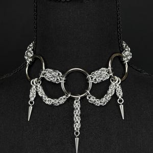 Handcrafted Aluminum Byzantine Chainmail Choker: Triple O Ring