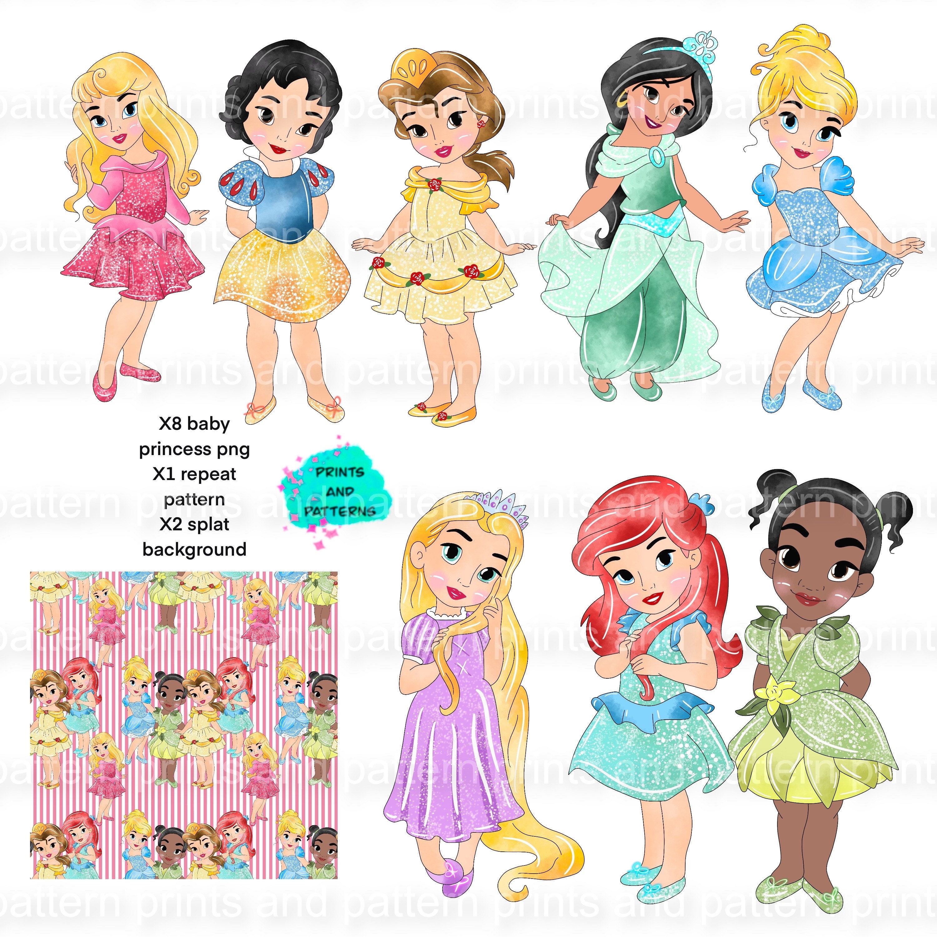 Toddler Cute Princess , Watercolor Glitter Princess Png , Princess