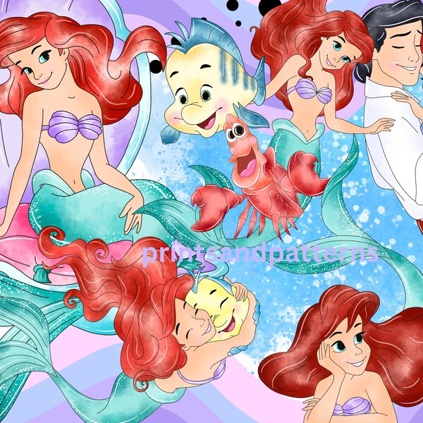 sublimation ariel , ariel clipart , mermaid clipart , watercolor ariel clipart , princess png , princess clipart , mermaid princess