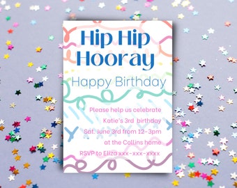 Hip hip hooray birthday invitation