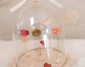 Cloche décorative avec fleurs "Je t'aime Maman"