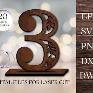 Rustic Wedding Table Numbers SVG, Laser Cut, Table Centerpieces, Digital Download Files, Png, Svg, Eps, Dxf, Dwg