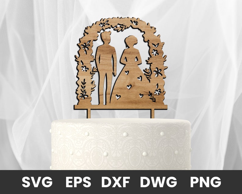 Wedding Cake Topper for Laser Cut, Bride and Groom, Couple Cake Topper