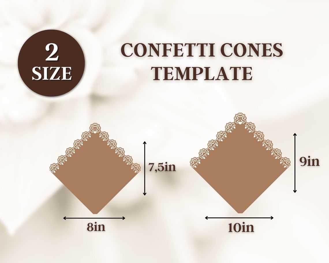 Confetti Cones SVG Bundle Wedding Template Digital Download Etsy