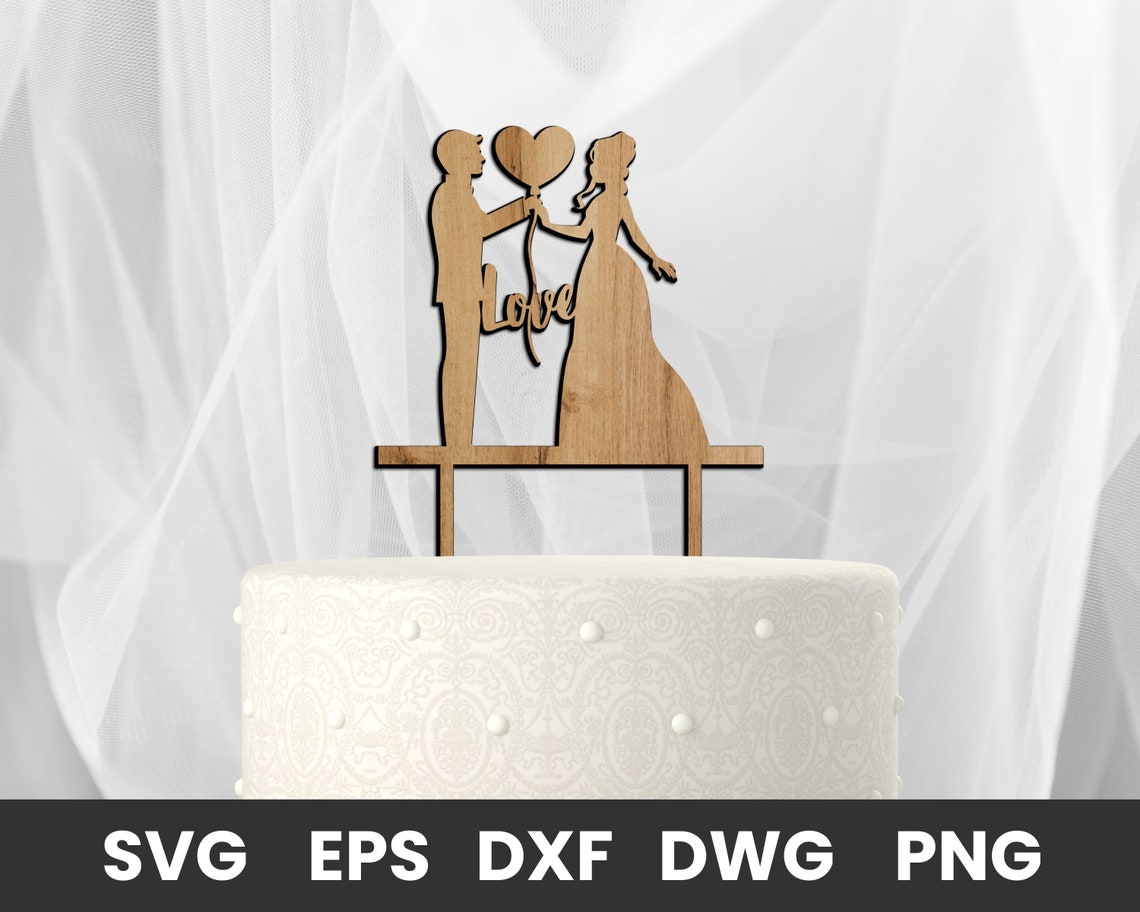 Wedding Cake Topper for Laser Cut, Bride and Groom, Couple Cake Topper ...