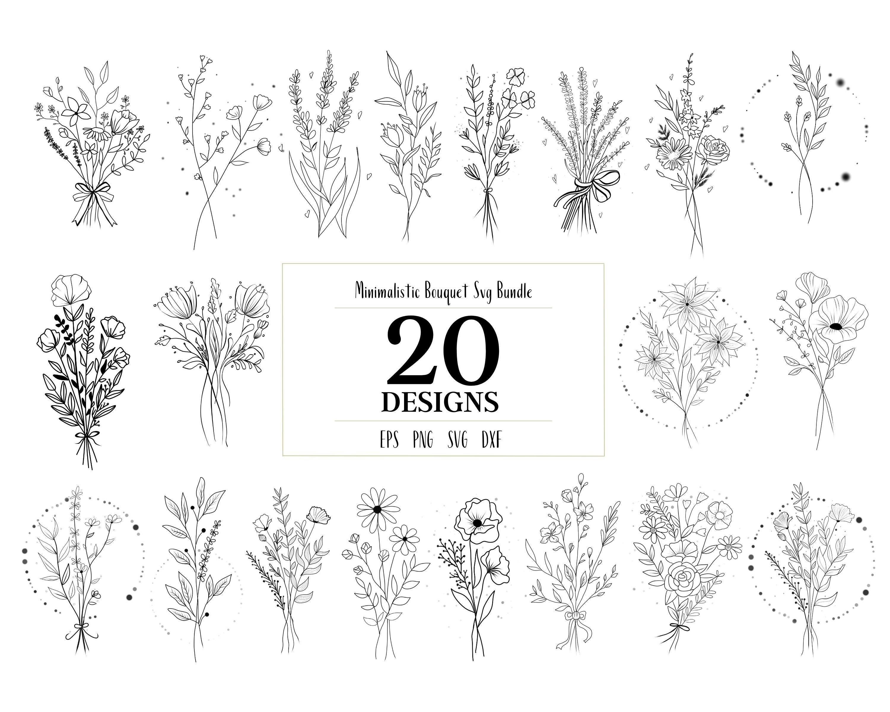 Line Flowers SVG Bundle Flowers Bouquet Printable Digital - Etsy