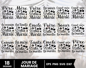 French Wedding Quotes SVG Bundle, Jour de Mariage, French Saying SVG Files, Wedding Lettering, Illustration, SVG Bundle, Cut Files