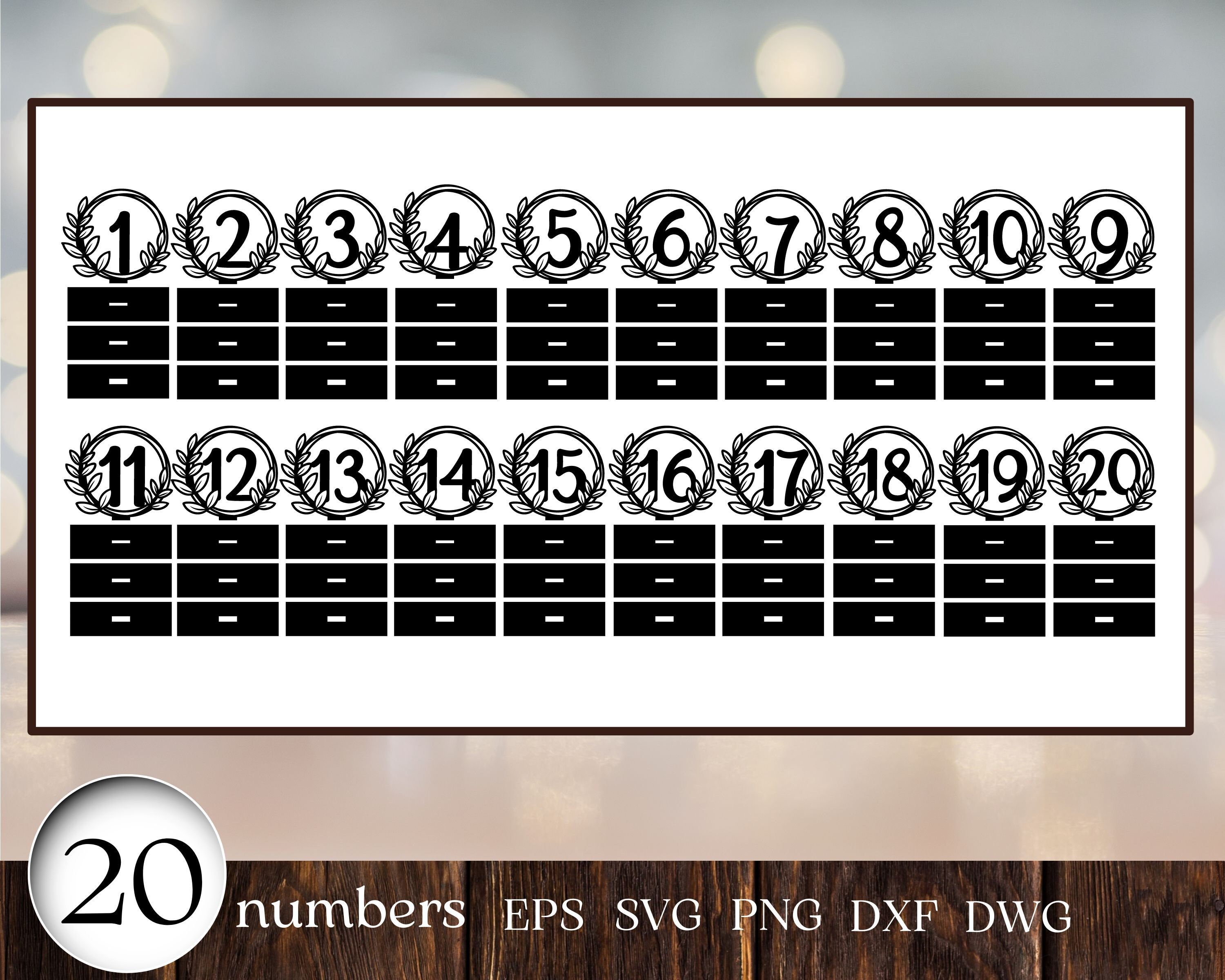 Floral Wedding Table Numbers for Laser Cut, Digital Download Files, Png ...