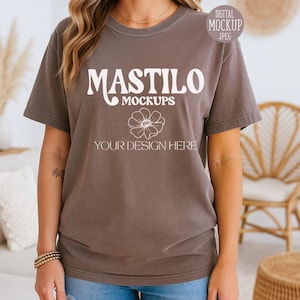 Comfort Colors C1717 Espresso Mockup, Oversized Espresso Tshirt Mockup, Trendy Lifestyle Mockup Comfort Colors Brown Colored Shirt Aesthetic
