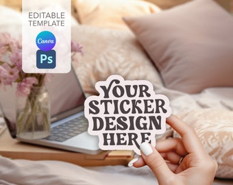 Sticker Mockups PSD file, Hand Holding Sticker, Sticker Mock ups, Sticker Mockup Canva, Photoshop Sticker Mockup, Die Cut Sticker Mockup
