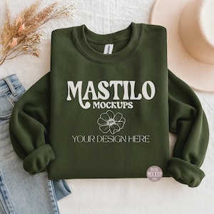 Folded Gildan 18000 Sweatshirt Mockup Bundle, G18000 Crewneck Mock-up Bundle, Sweatshirt Mockups, Boho Gildan 18000 Flatlay POD folded Mocks