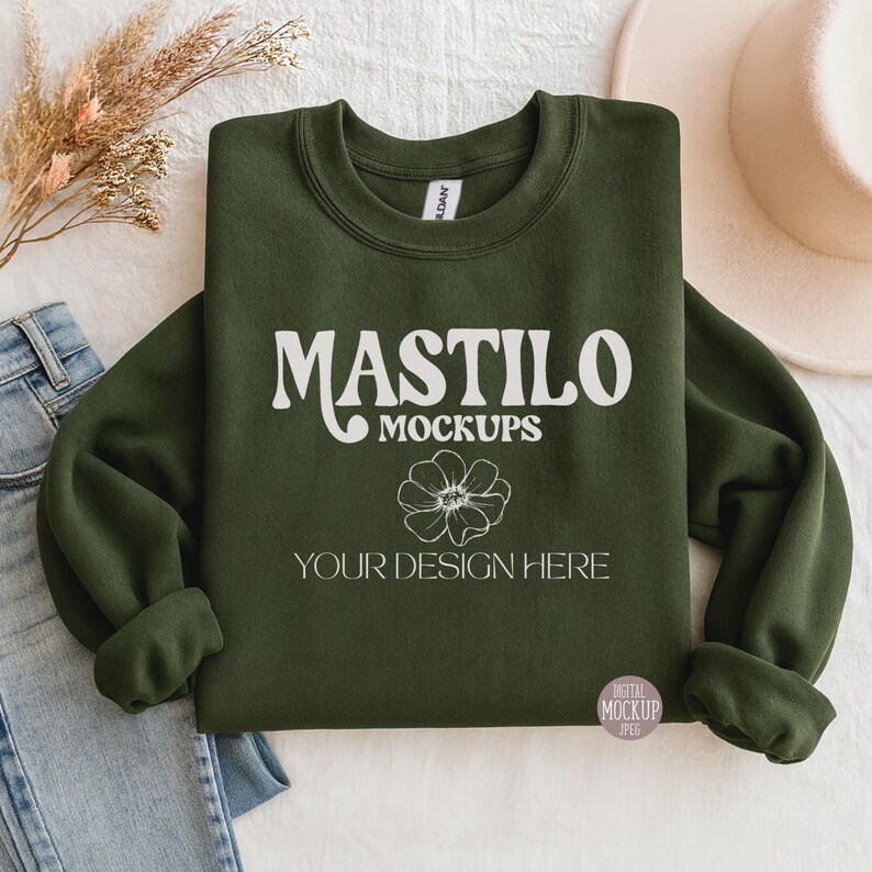 Folded Gildan 18000 Sweatshirt Mockup Bundle, G18000 Crewneck Mock-up Bundle, Sweatshirt Mockups, Boho Gildan 18000 Flatlay POD folded Mocks