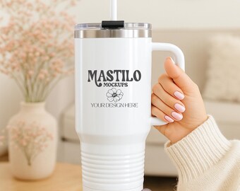 White 40oz Printify Insulated Tumbler Mockup, Tumbler Mockup, 40 oz Tumbler Mockup, Polar Camel 40 oz Tumbler Mock Up, POD Tumbler Mockup