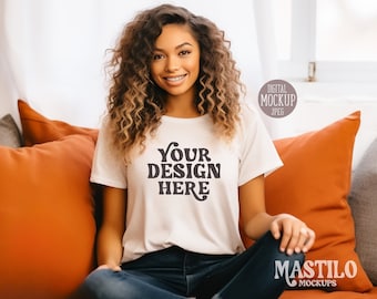 3001 White Bella Canvas Fall Mockup, Fall Mockup, Halloween Mockup, Fall Shirt Mockup, Model Fall Mockups, Black Model Mockups, Autumn Tee