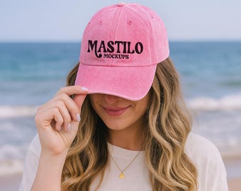 Pink Vintage Cap Mockup, Vintage Embroidery Hat Mock, Baseball Hat Mockup Vintage Cap Mocks Trendy Vintage Cap Mockup, Pink OTTO Cap Mockup