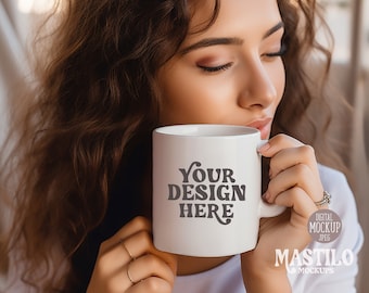 Mug Mockup, 15oz Coffee Mug Mockup, Mug Mockup, Model Mockup, Cozy Mug Mockup, Boho Mug Mockup