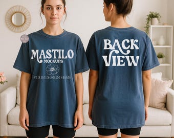 Comfort Colors 1717 Midnight Front Back Mockup, 1717 Midnight Front and Back Mockup, c1717 Front and Back Mockup, Front Back t-shirt