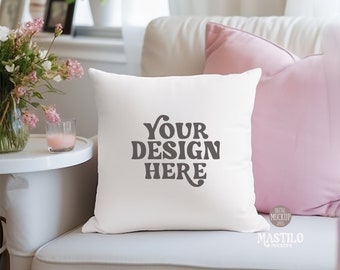 Maqueta de almohada, maqueta de almohada decorativa, maqueta de almohada con estilo, maqueta de almohada simple, maqueta de almohada decorativa, maqueta de almohada en blanco, estilo de vida romántico