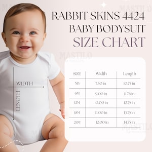 Rabbit Skins 4424 Size Chart, 4424 Size Chart, Rabbit Skins 4424 Baby Bodysuit Mockup, Rabbit Skins 4424 Mock-up, Kids Shirt Mockup RS4424