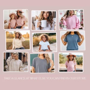 The image is a collage of nine photos featuring women in various outfits, including tops, dresses, and casual clothing. The collage is arranged in a grid format, with each photo placed in a square. The text at the bottom of the image encourages viewers to "Take a glance at what else you can find in our store".