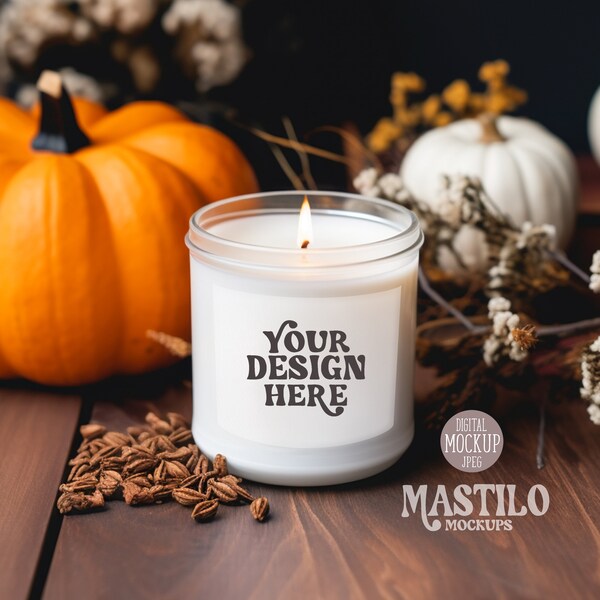 Halloween 9 OZ Jar Candle Mockup, Fall Candle Mockup, Fall Mockup Candle, Boho Candle Mockup, Lifestyle Candle Mockup POD Candle Mockup