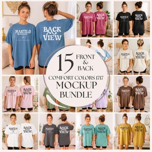 Comfort Colors 1717 Front Back Mockup Bundle, 1717 Front and Back Mockups, c1717 Front and Back Mockup Bundle, 15 Front Back t-shirt Mocks